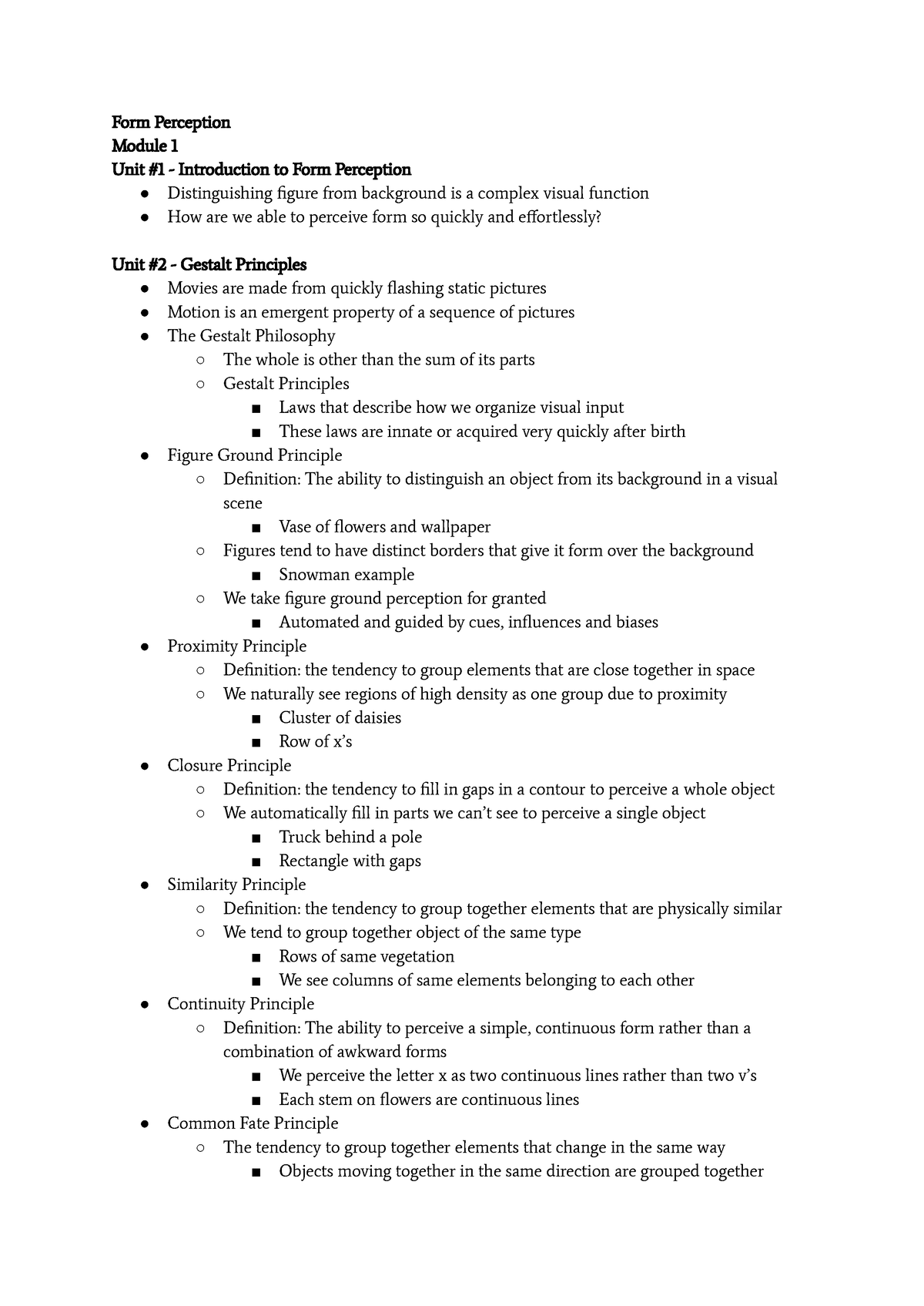 PSYCH 1XX3 - Form Perception - Form Perception Module 1 Unit #1 ...