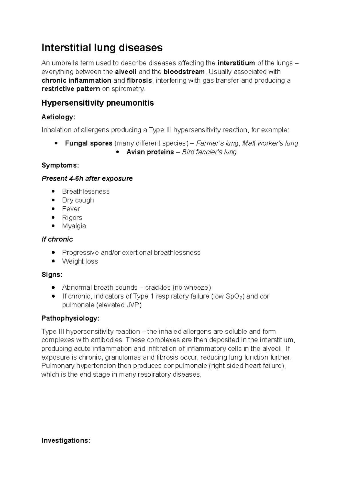 Interstitial Lung Diseases - Interstitial lung diseases An umbrella ...