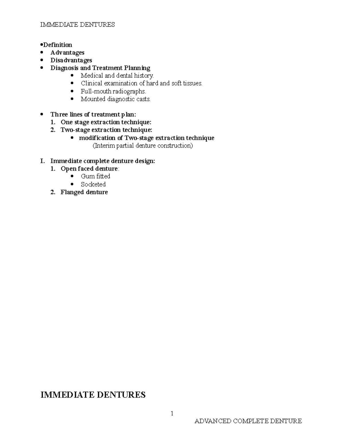 3 Immediate Dentures Removable prosthodontics Definition Advantages