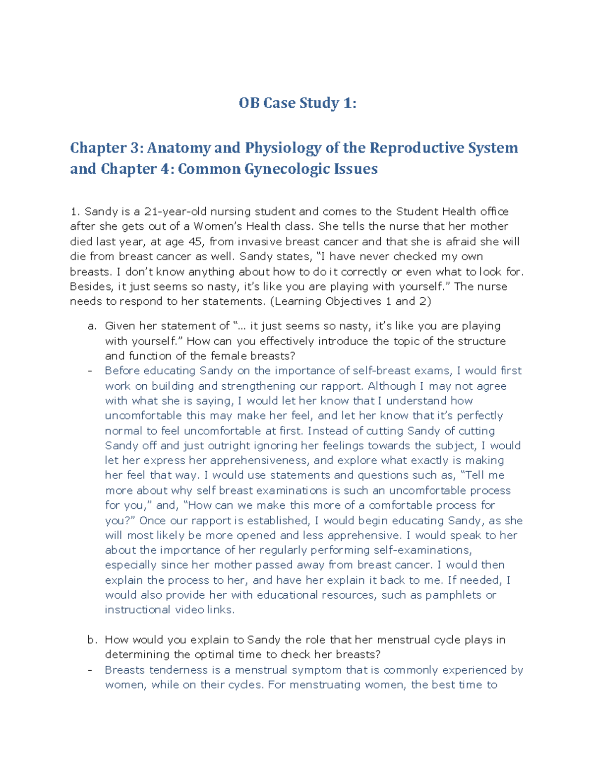 case study related to ob