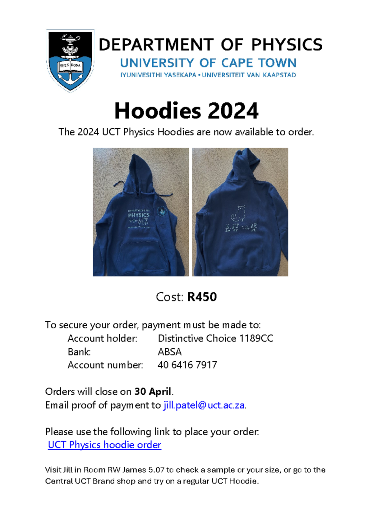 UCT Physics Hoodies 2024 - Hoodies 2024 The 2024 UCT Physics Hoodies ...