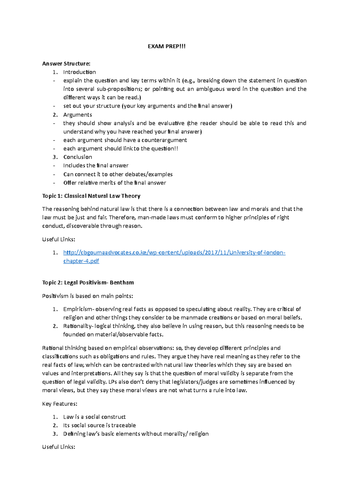 Juris prep EXAM PREP!!! Answer Structure 1. Introduction explain