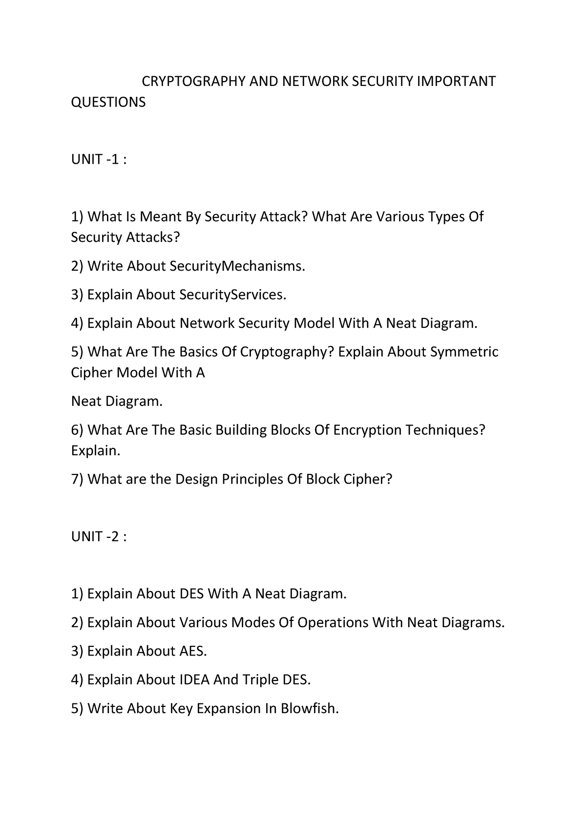 assignment questions on cryptography and network security