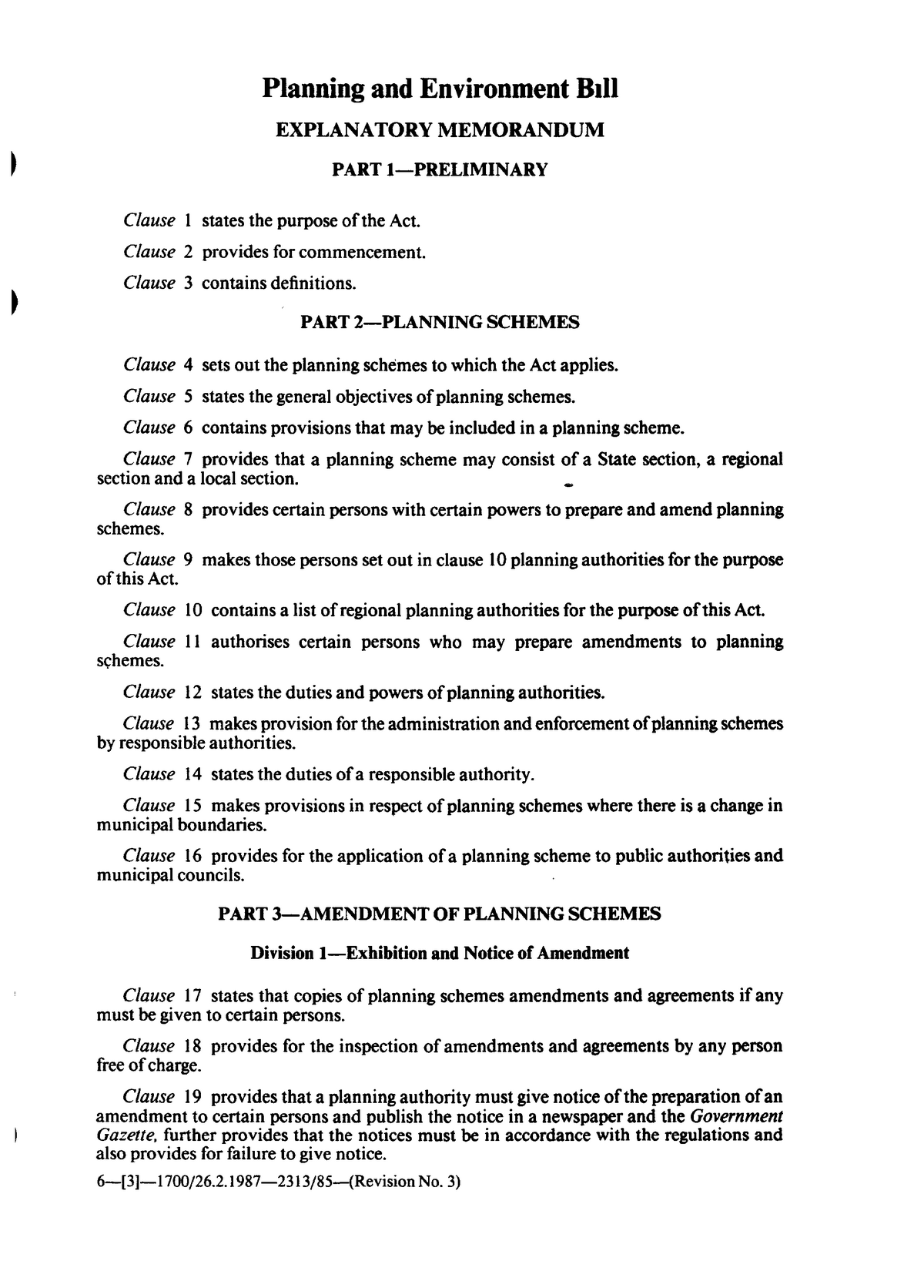 Planning and environment bill explanatory memorandum Planning and