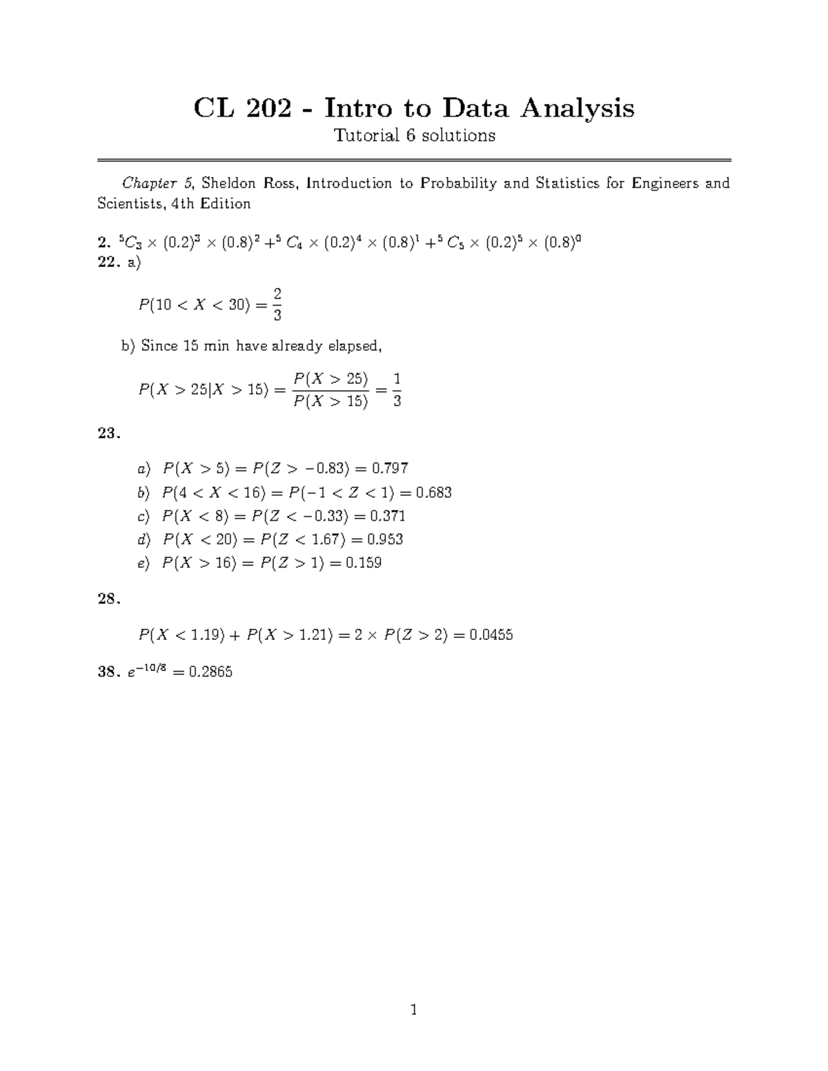 CL202 tutorial 6 solutions - CL 202 - Intro to Data Analysis Tutorial 6 ...