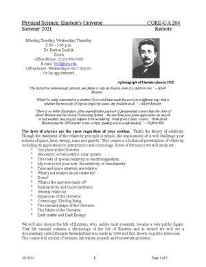 Physics Syllabus Summer 21 Physical Science Einstein s