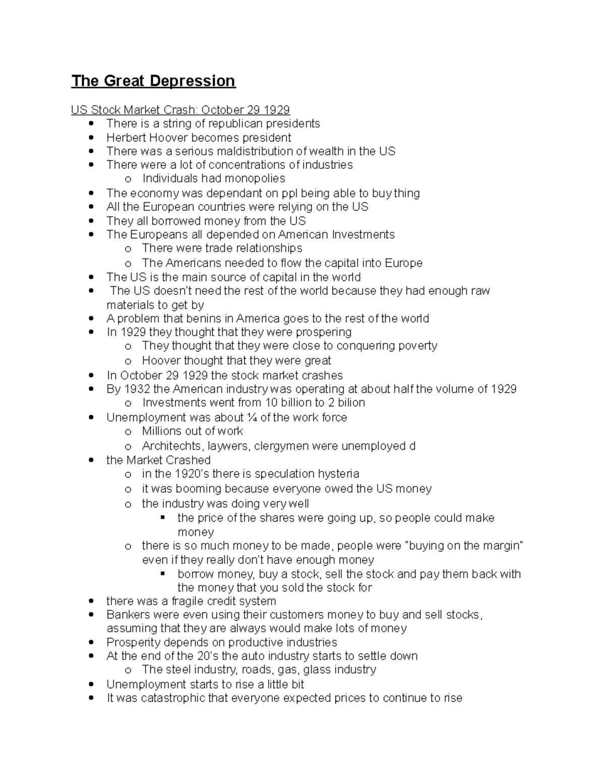 History 1115 The Great Depression - The Great Depression US Stock ...