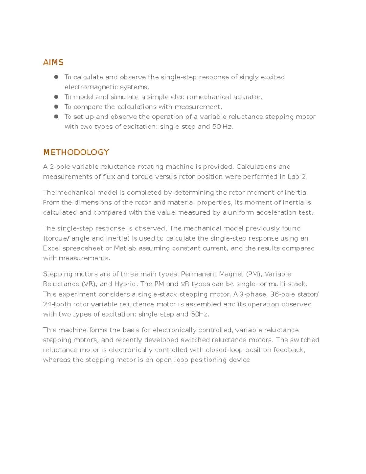 electromechanical automation lab 2 - AIMS To calculate and observe the ...