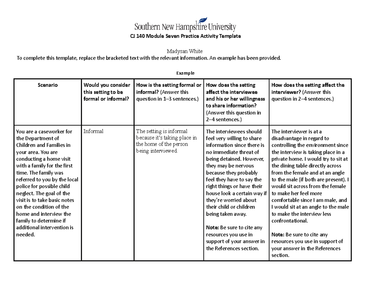 CJ 140 Module Seven Practice Activity Template - CJ 140 Module Seven ...