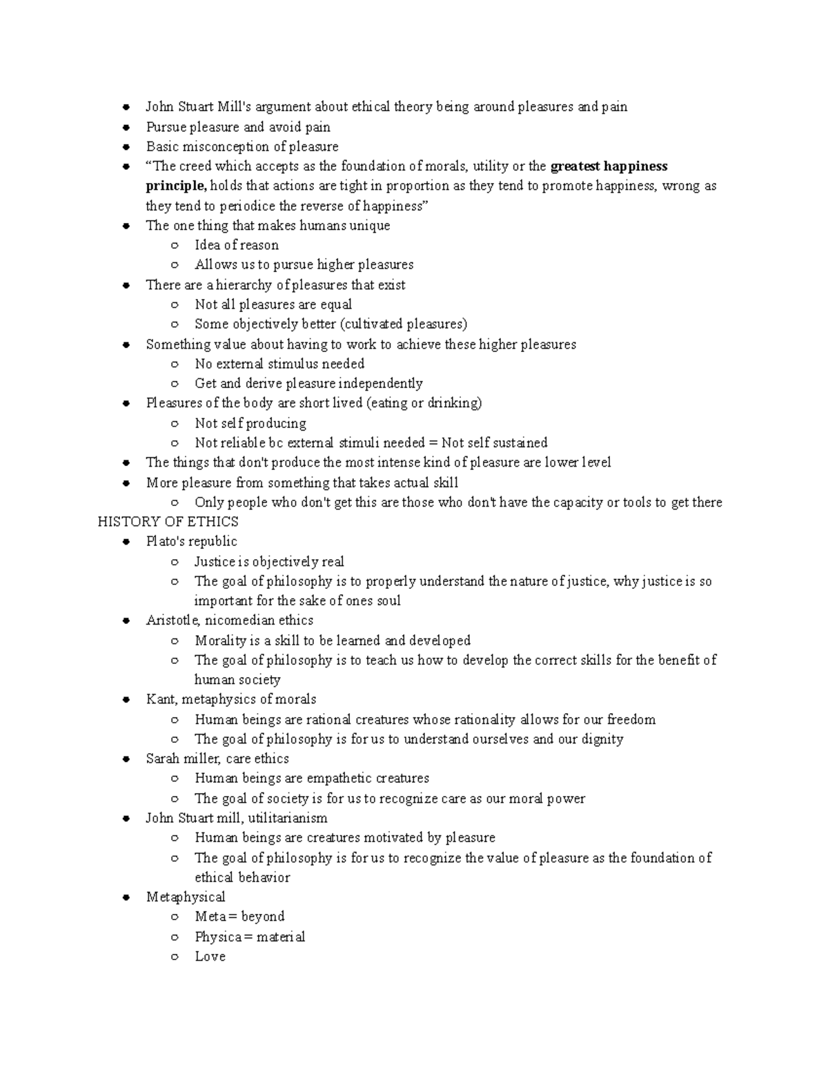 PHL 212 unit 3 - unit 3 notes - John Stuart Mill's argument about ...