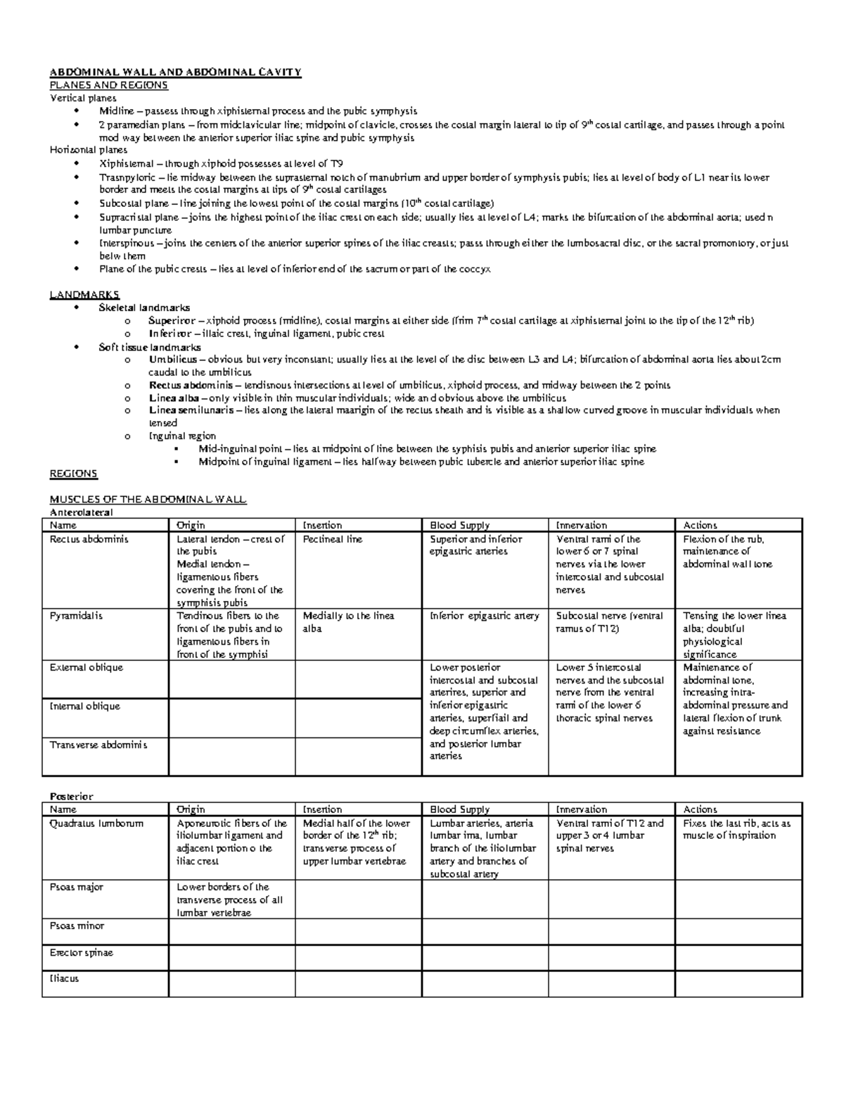 Abdominal WALL AND Abdominal Cavity - ABDOMINAL WALL AND ABDOMINAL ...