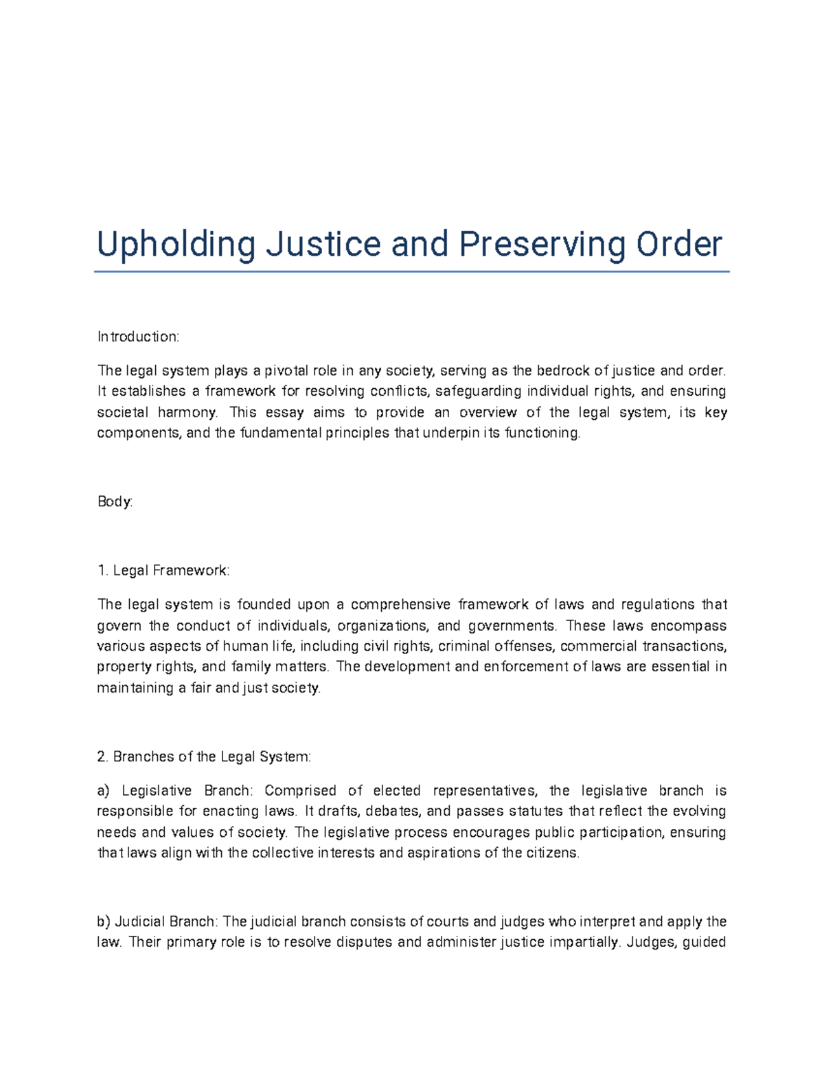 Upholding Justice and Preserving Order - Upholding Justice and ...