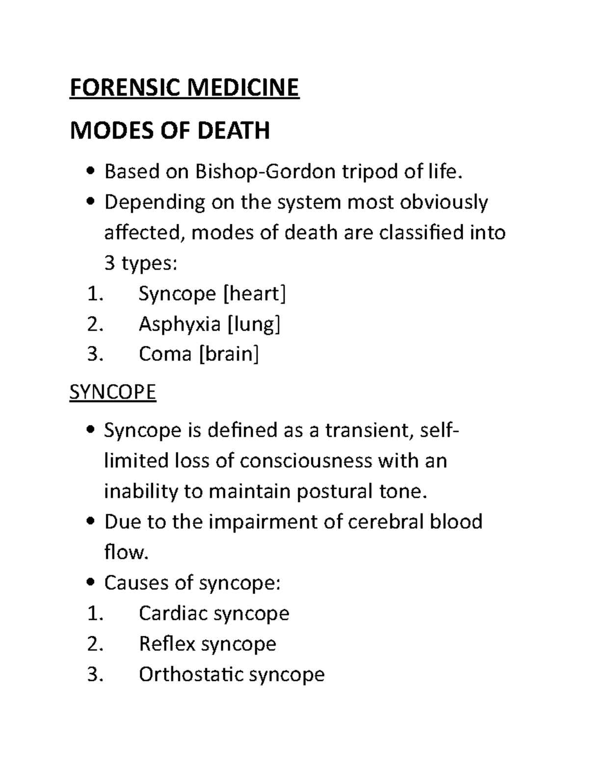 Modes of death forensic medicine FORENSIC MEDICINE MODES OF DEATH