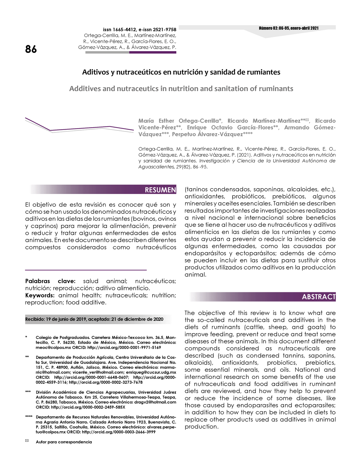 Dialnet Aditivos Ynutraceuticos En Nutricion Ysanidad De Rumiant 8320902 86 Issn 1665 4412 E 0967