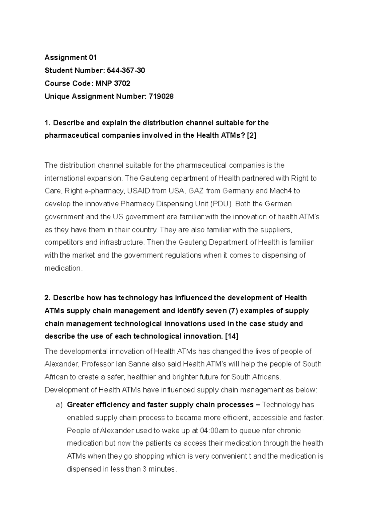 Mnp3702 Assignment 01 - Assignment 01 Student Number: 544-357- Course ...