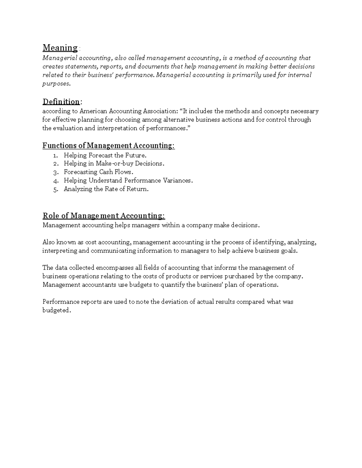 Mngmtac 1 M. Com Meaning Managerial accounting, also called