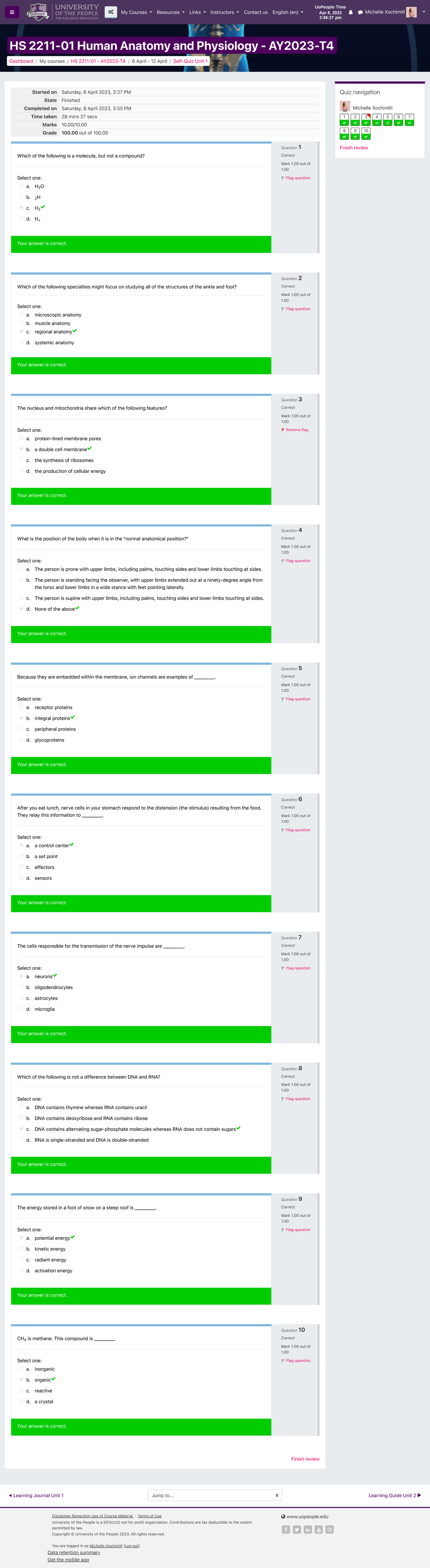 SD - HS - Self-Quiz Unit 1: Attempt review - HS2211 - UoPeople - Studocu