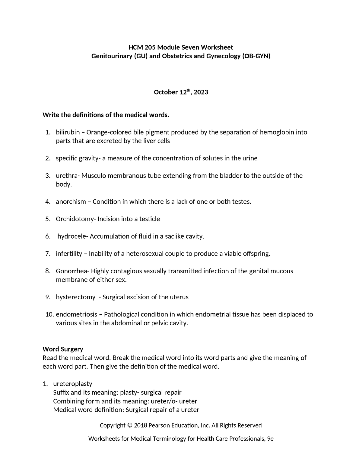 Hcm 205 Module Seven Worksheet Hcm 205 Module Seven Worksheet Genitourinary Gu And 3199