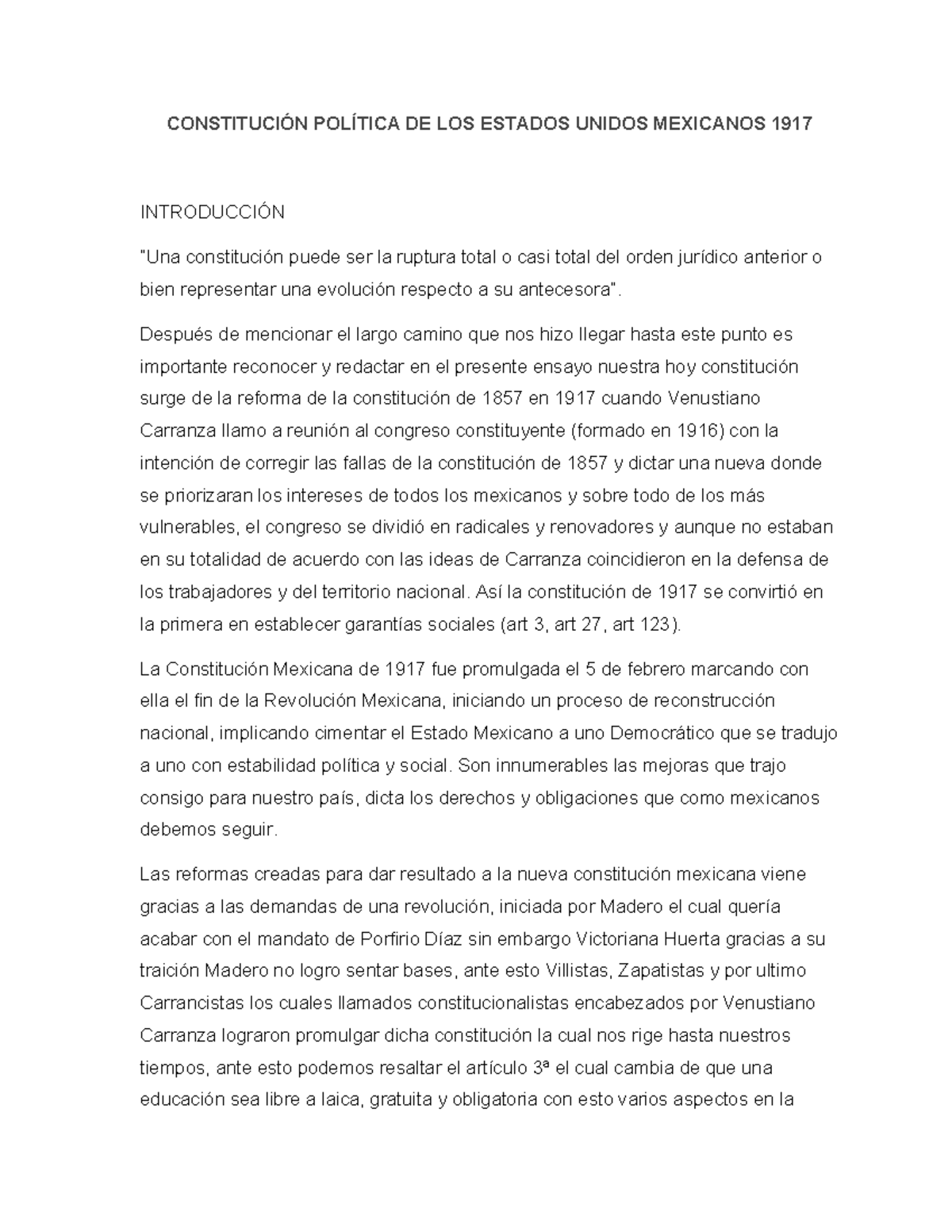 Constitución Política DE LOS Estados Unidos Mexicanos 1917 ...