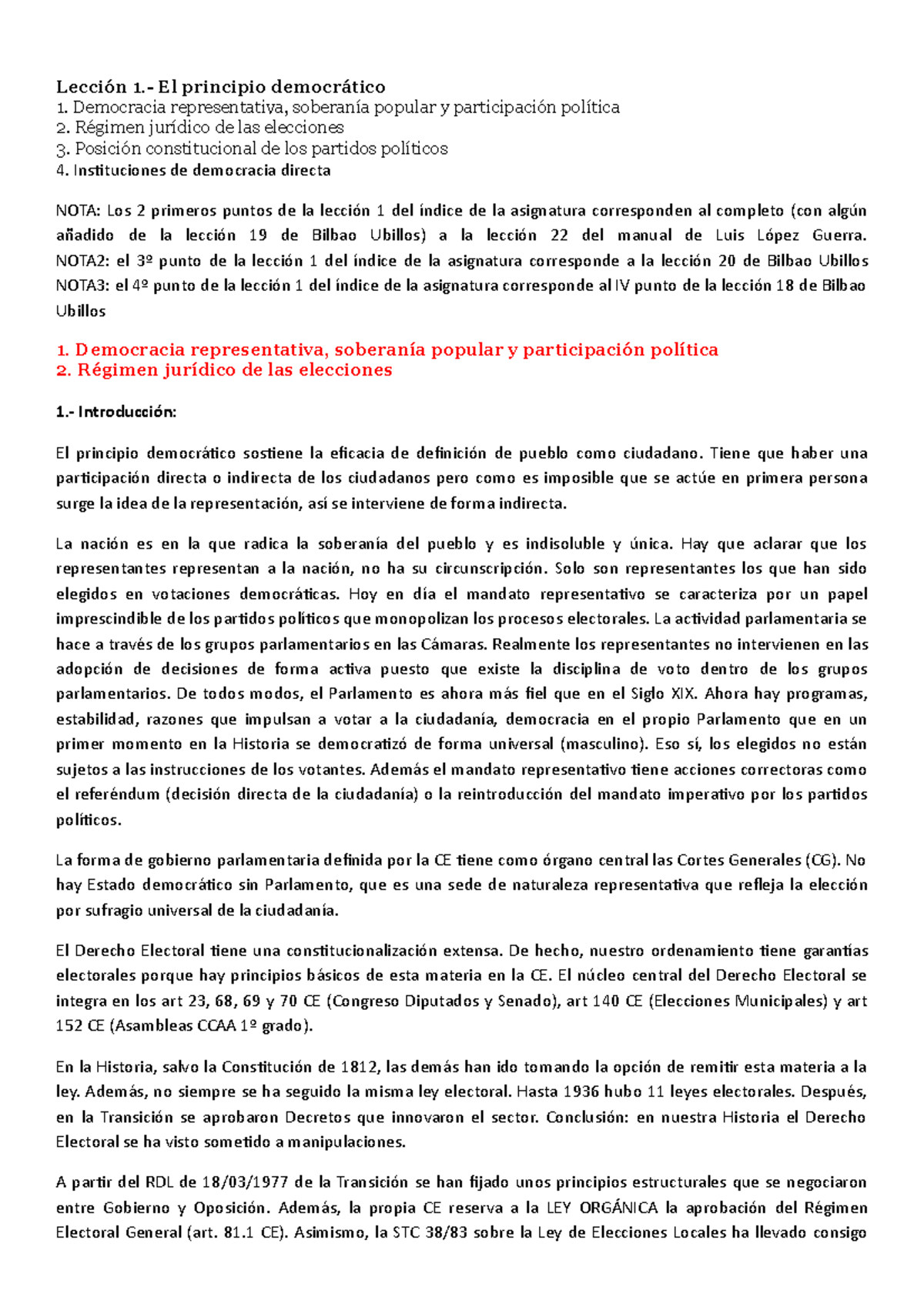 Lección 1 Derecho Constitucional - El principio 1. Democracia ...