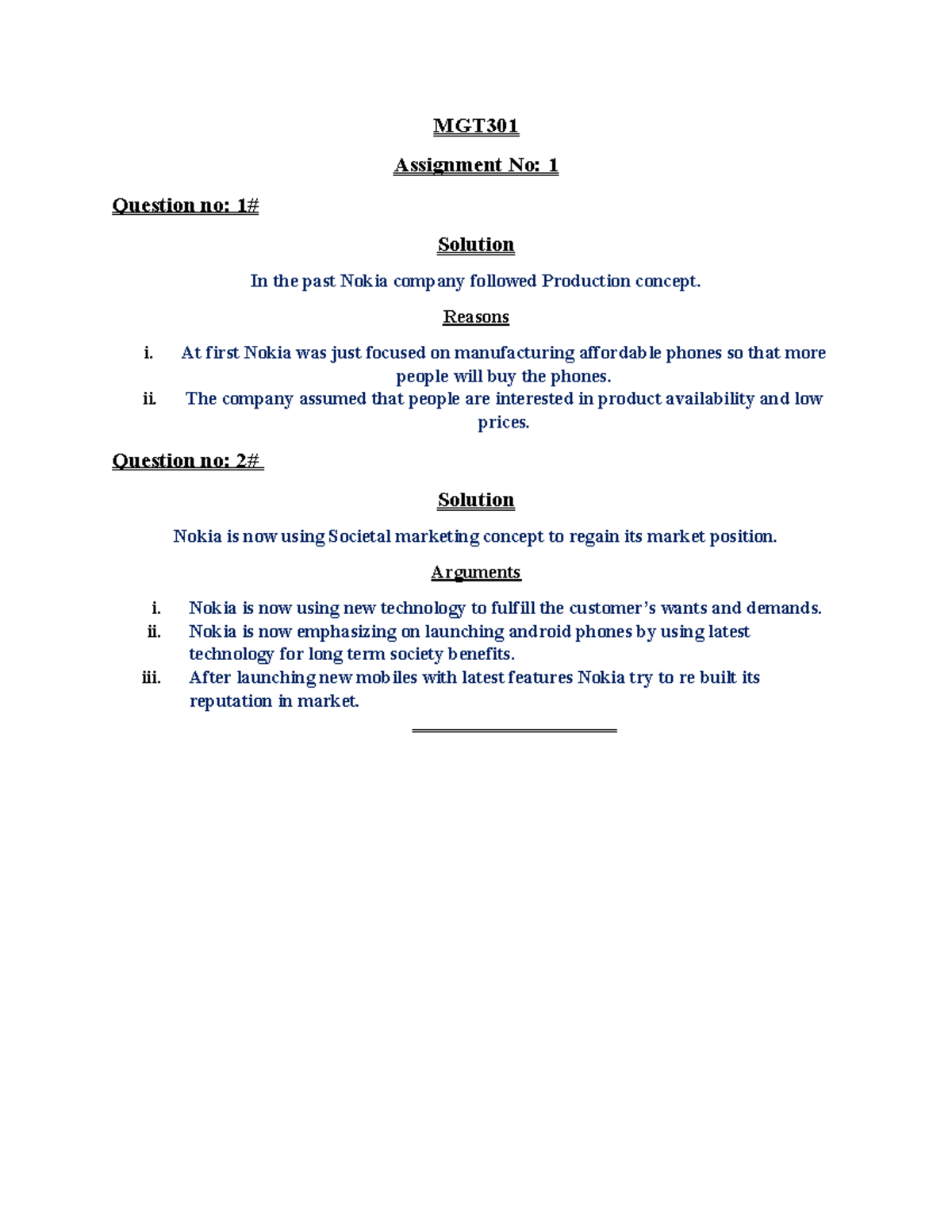 MGT301.docx Assignment - MGT Assignment No: 1 Question No: 1# Solution ...