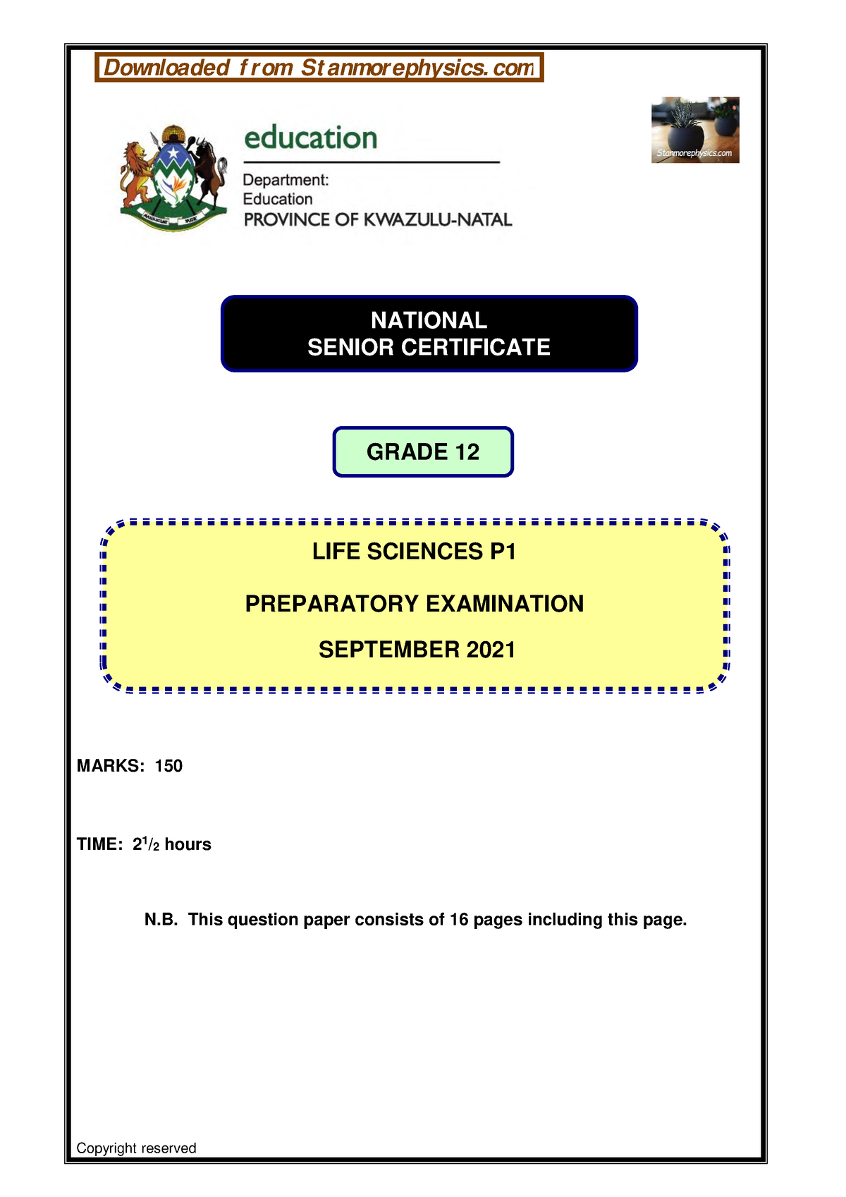 life science grade 12 paper 1 november 2023