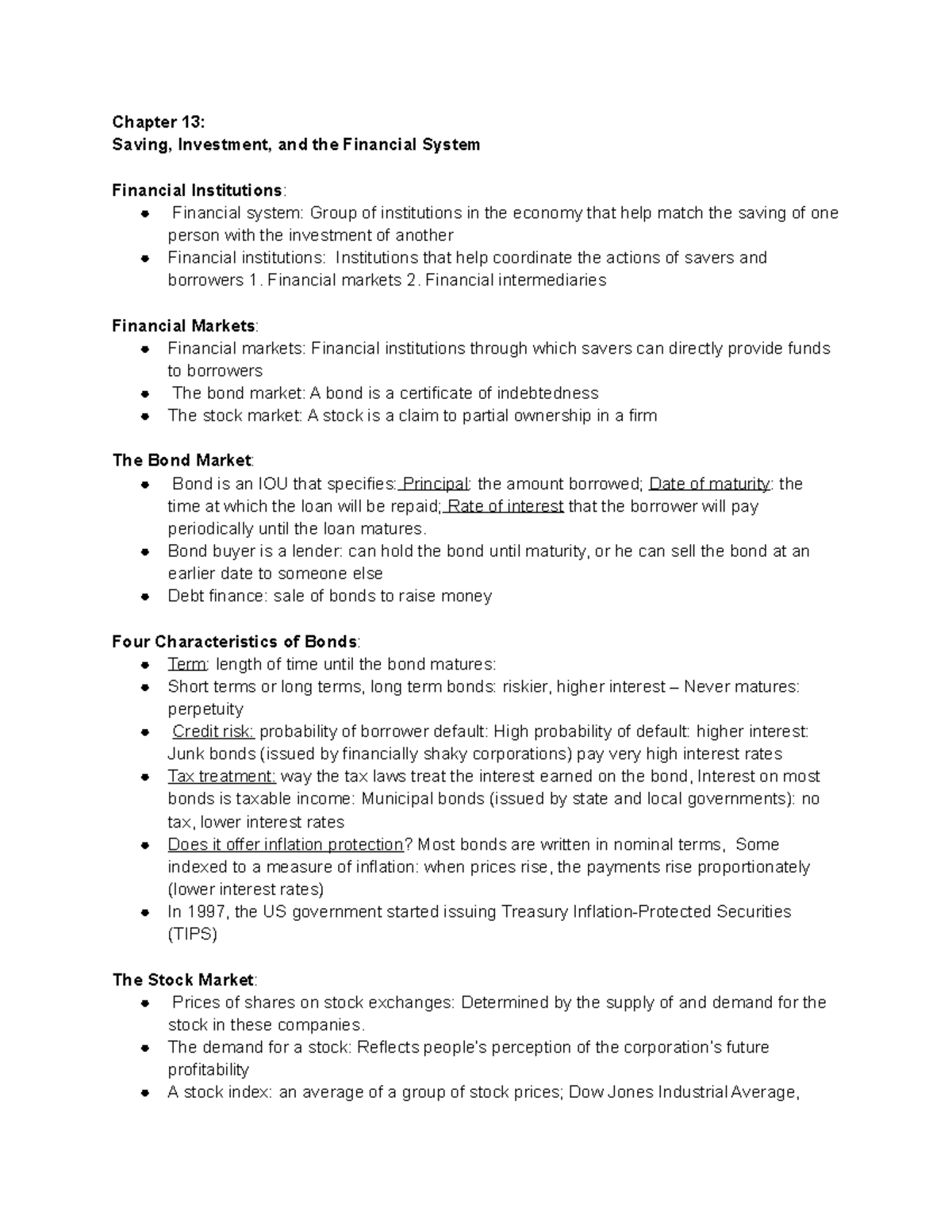 Econ 20A chapt 13 - Prof. Mahsa Akbari - Chapter 13: Saving, Investment ...