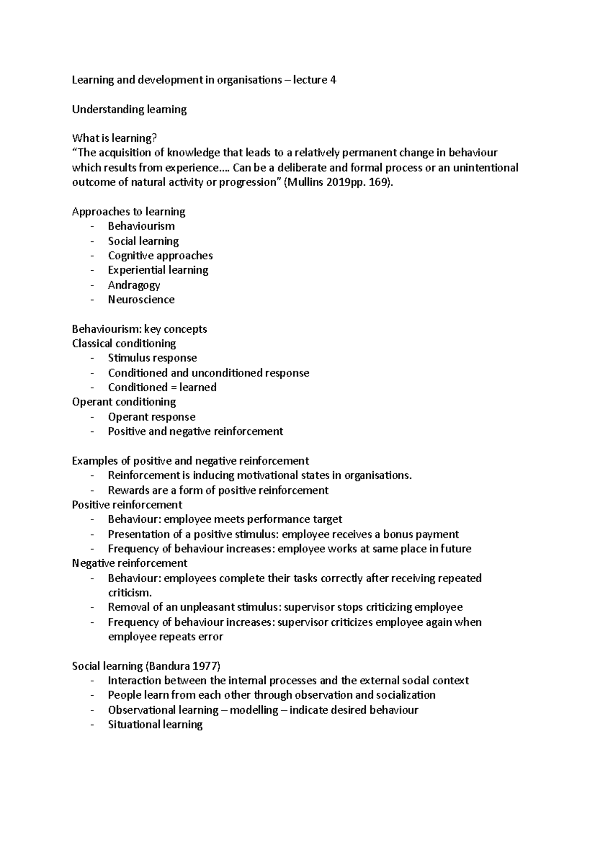 Understanding learning - lecture 4 - Learning and development in ...
