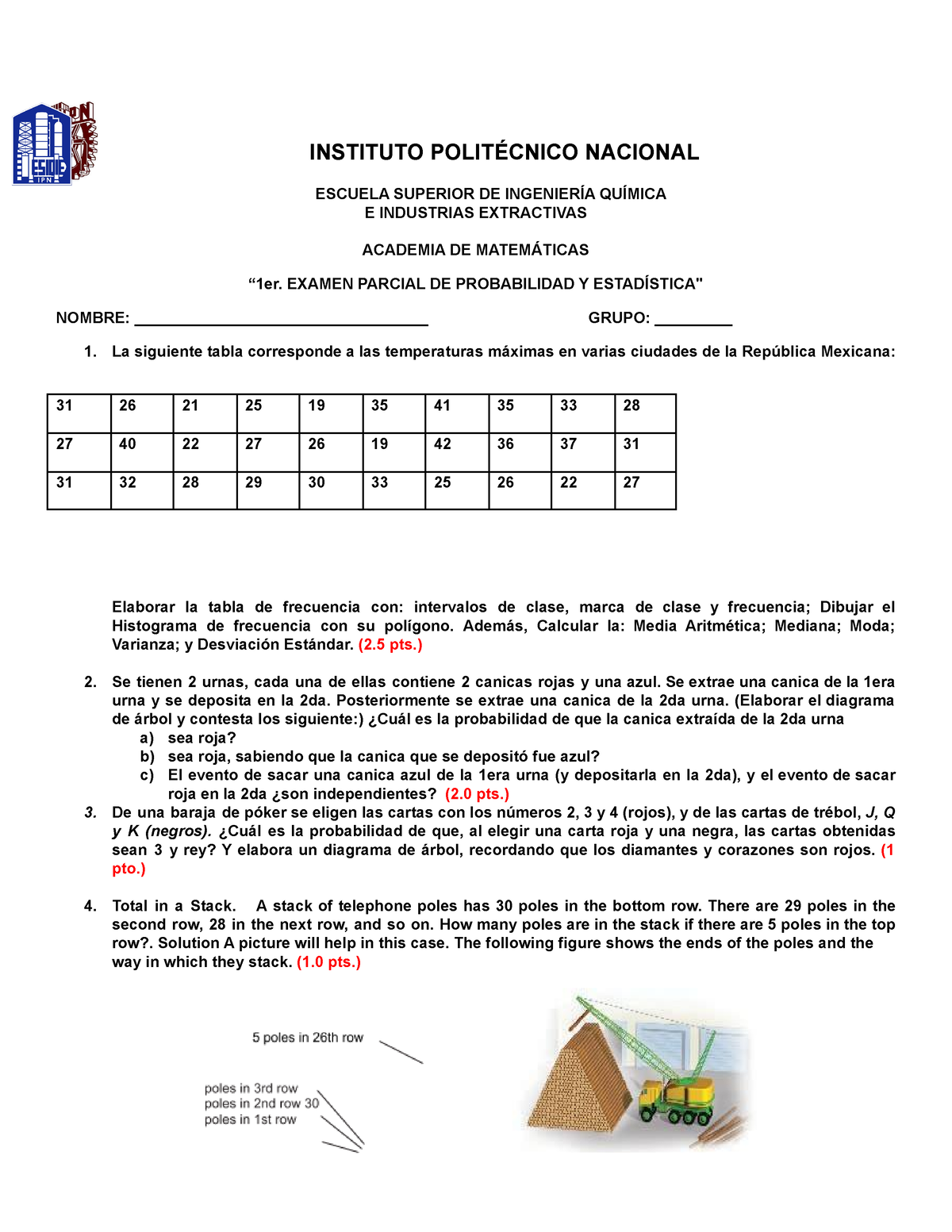 Parcial I Probabilidad Y Estad+ì Sticaexam - INSTITUTO POLITÉCNICO ...