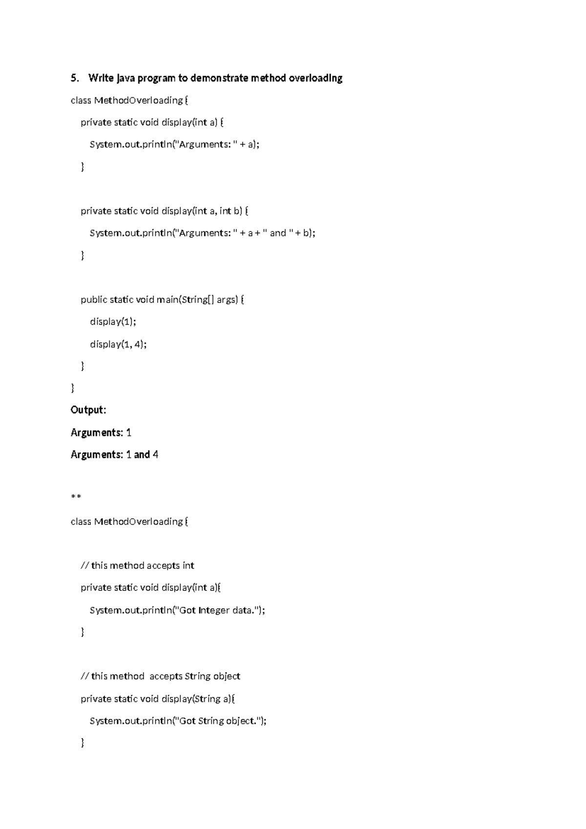 New java pgms - Thes are the programs of java - 5. Write java program ...