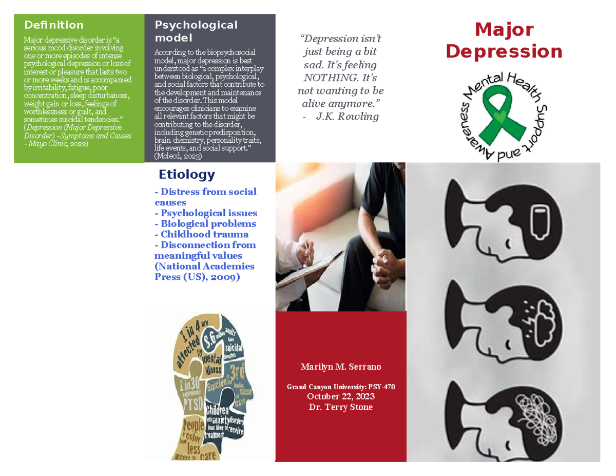 MD Brochure - Definition Major depressive disorder is “a serious mood ...