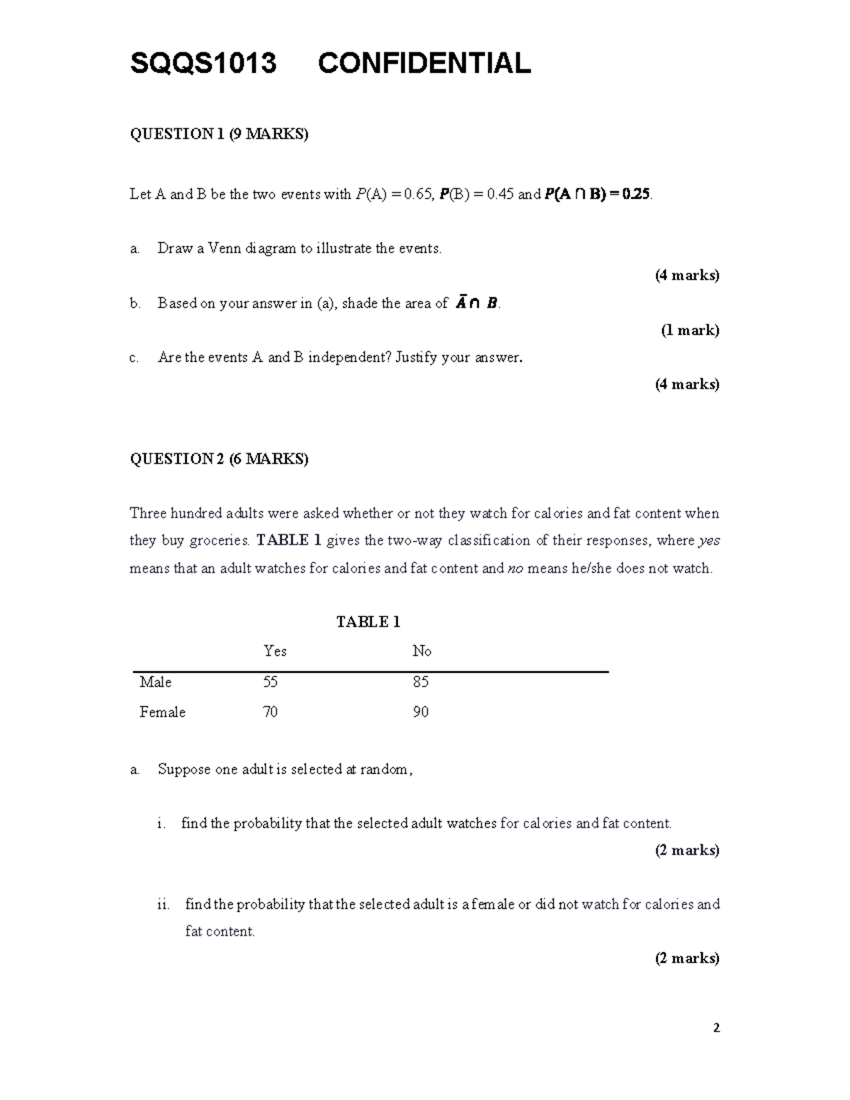 Exercise 4 6 23 study method sqqs1013 confidential 2 question 1 9