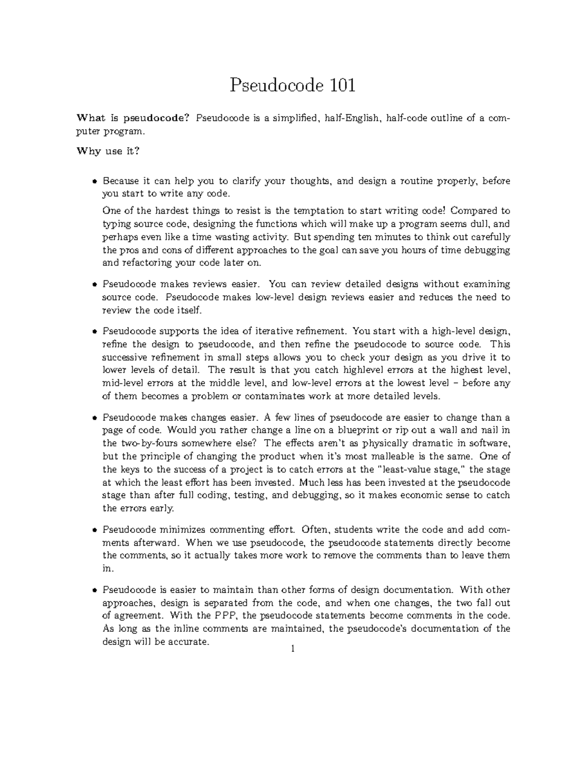 Why Pseudocode - Pseudocode 101 What is pseudocode? Pseudocode is a ...