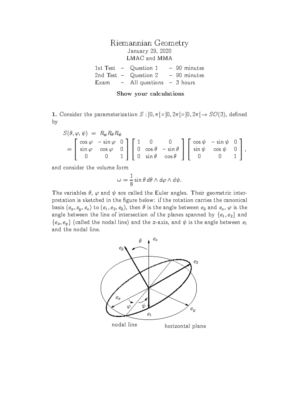 Geometria Riemanniana Teste ExameE 2001 - Riemannian Geometry January ...