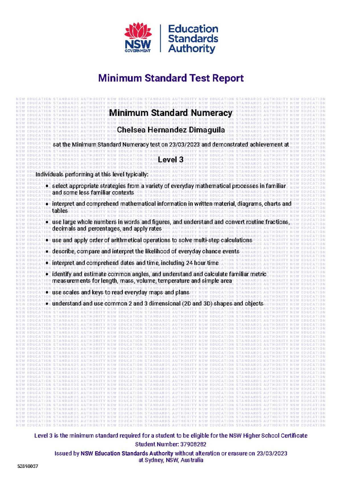 Mnstda Rmh 3Q - sdxfghjk - Level 3 is the minimum standard required for ...