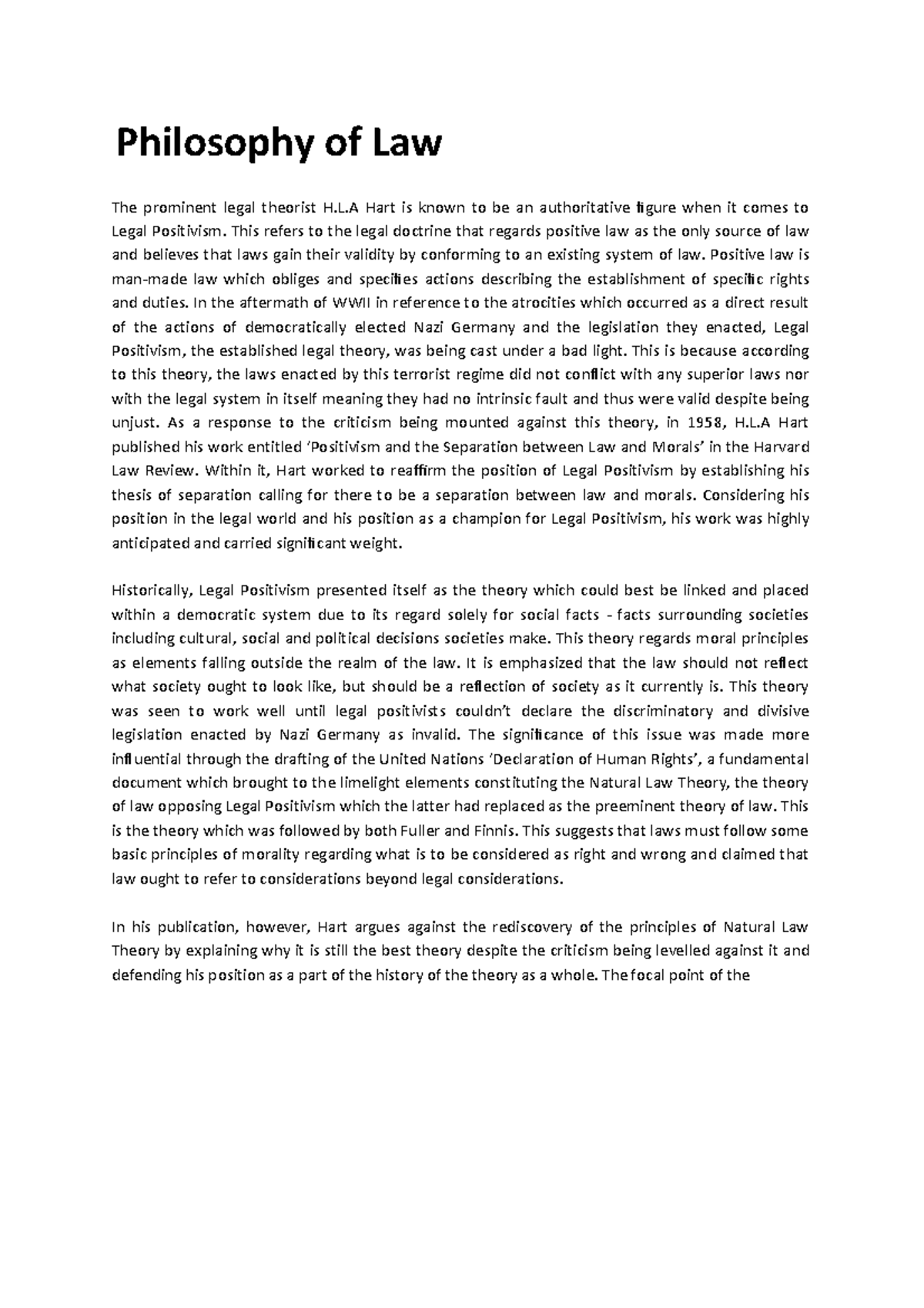 Philosophy of Law LLB 1st Year notes Philosophy of Law The