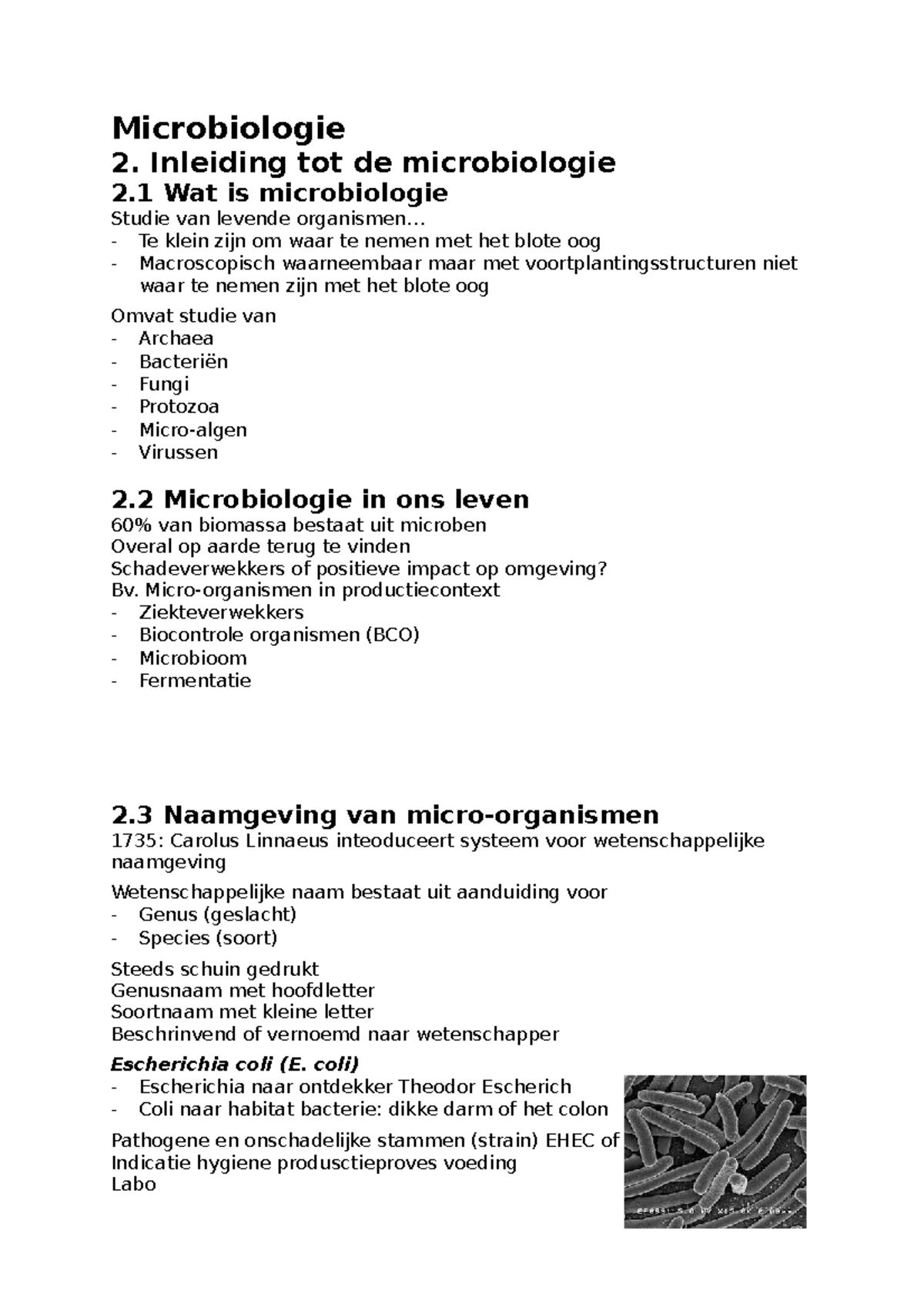 Microbiologie - Algemene Samenvatting - Microbiologie 2. Inleiding Tot ...