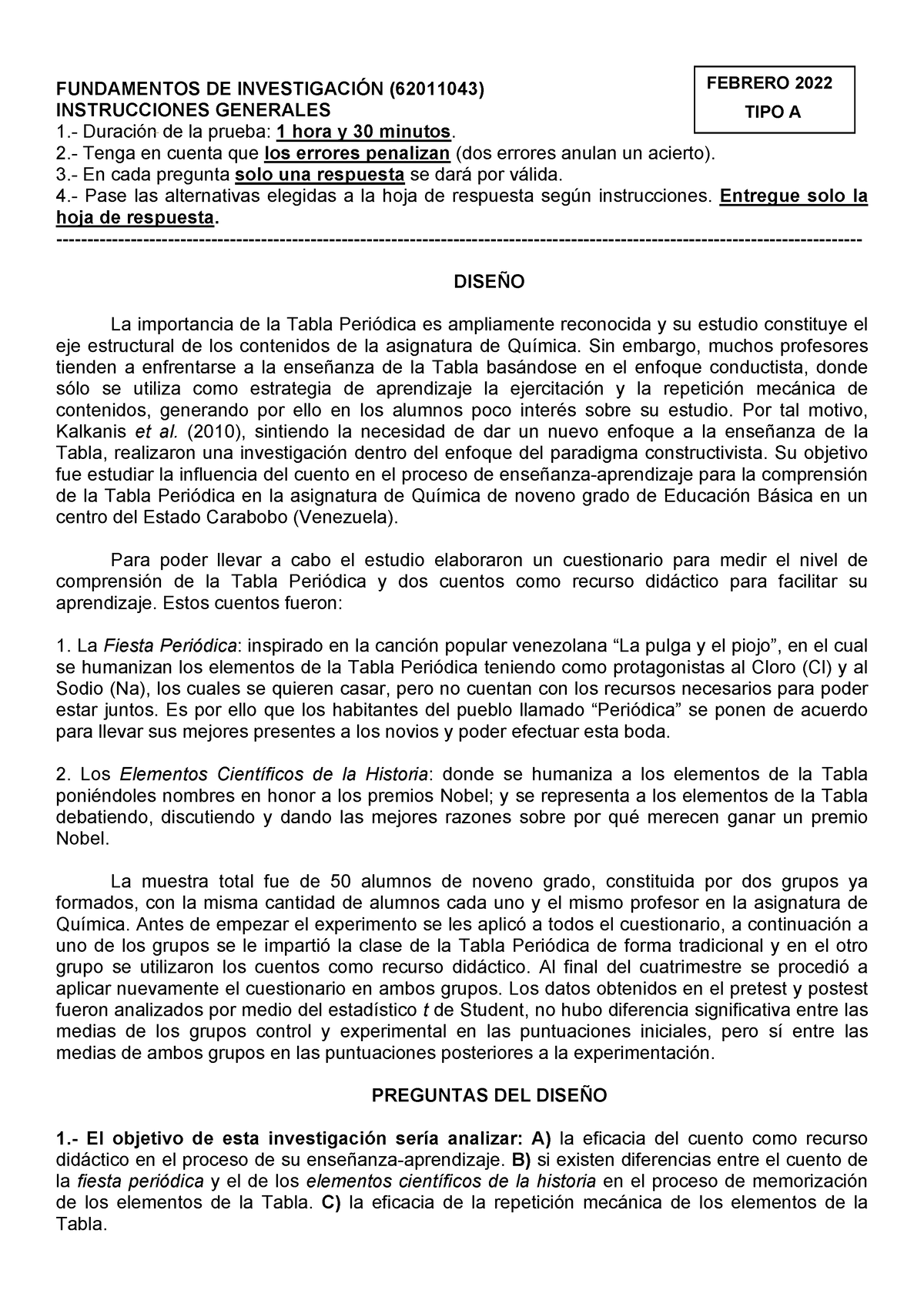 FEB 22 TIPO A (SIN Respuesta) - FUNDAMENTOS DE INVESTIGACIÓN (62011043 ...