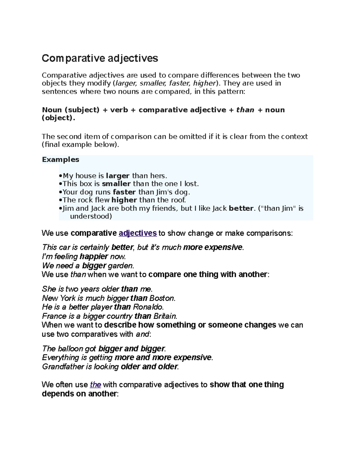 Comparative and superlative adjectives - Comparative adjectives ...