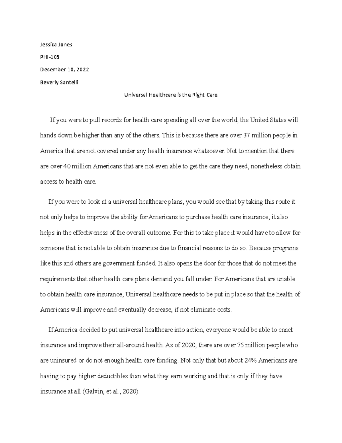 Persuasive Essay First Draft Complete - Jessica Jones PHI- December 18 ...