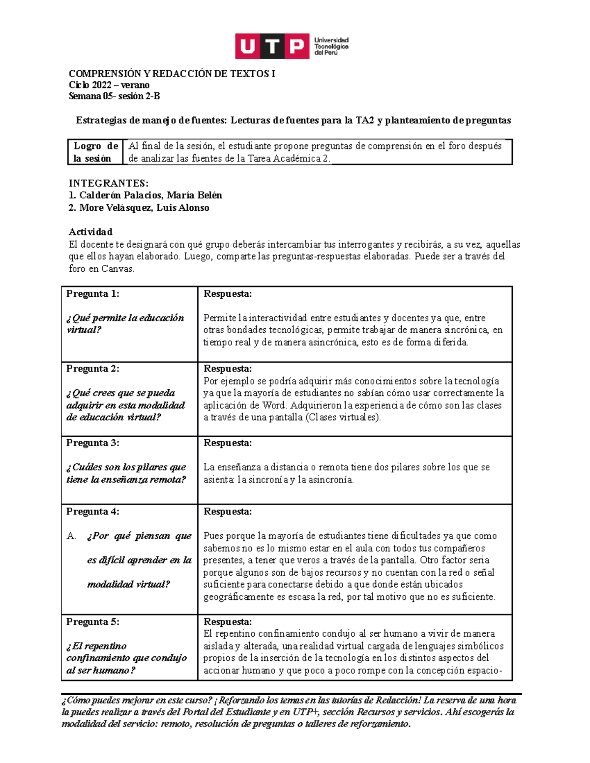 UTP S05.s2-B (CRT1 Verano 2022) (Material De Actividades) Lectura De ...