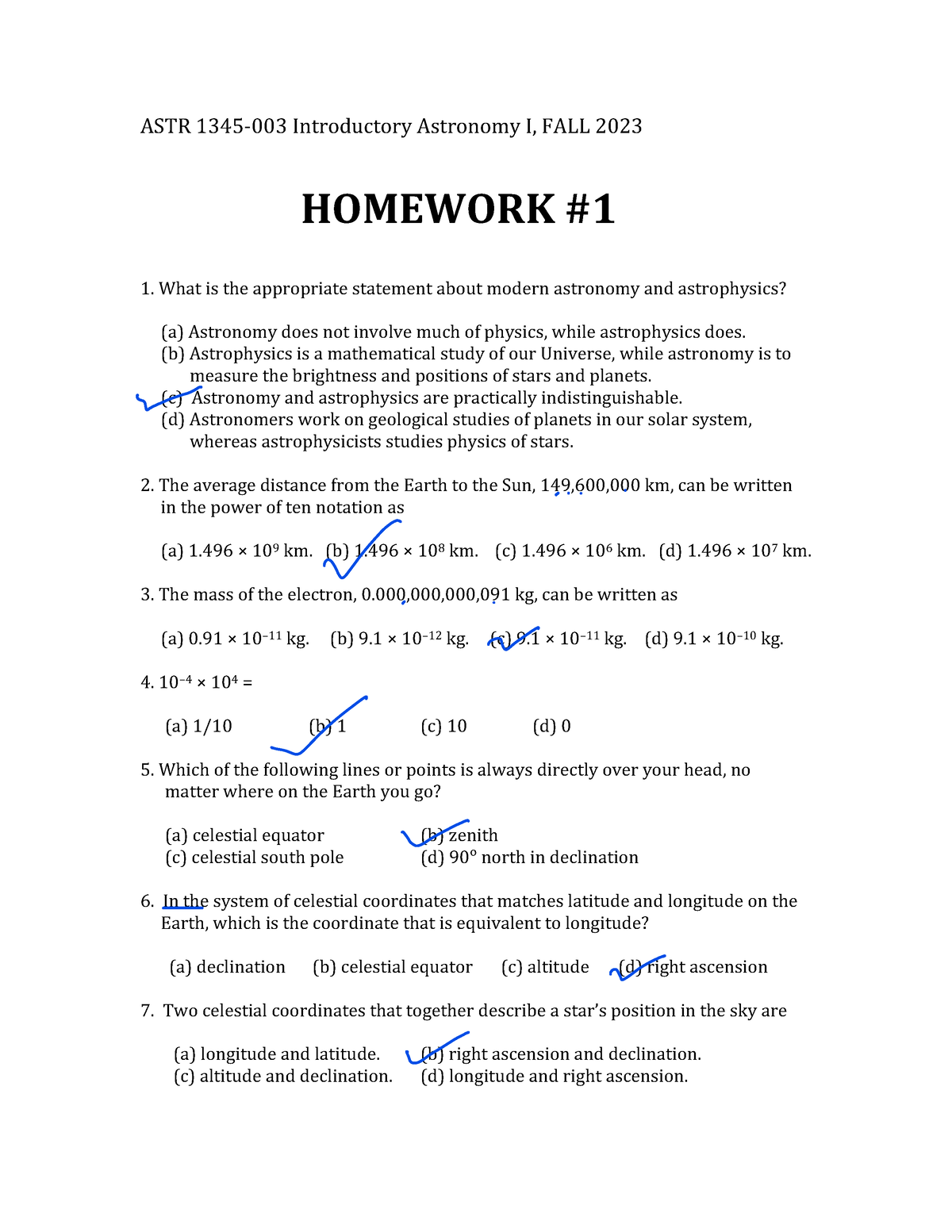 mastering astronomy chapter 1 homework answers