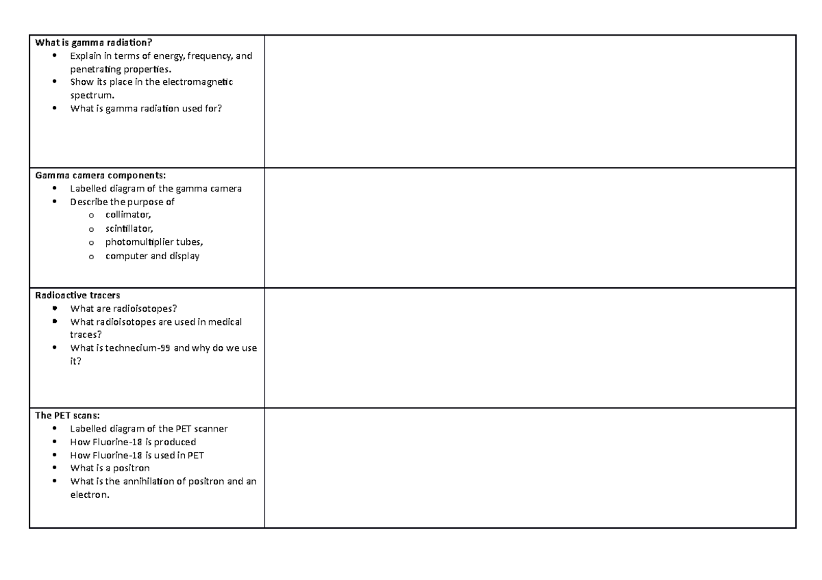 Gamma camera and PET Table - What is gamma radiation? Explain in terms ...