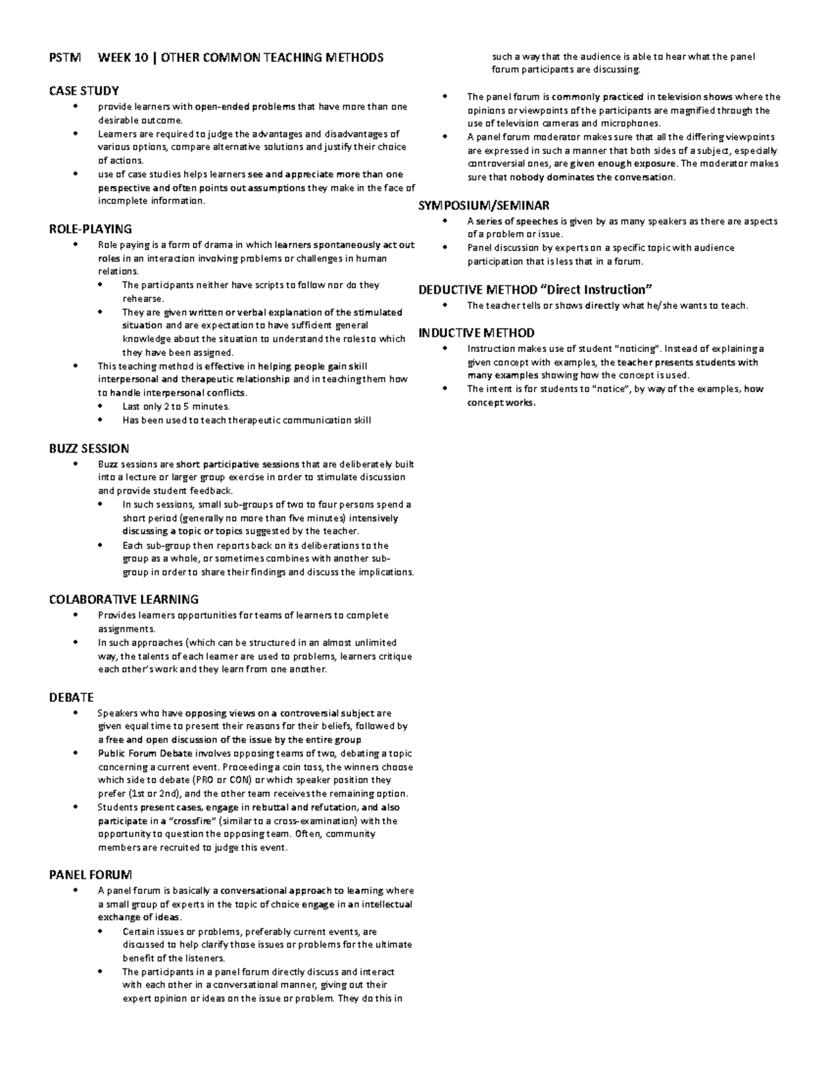 Pstmweek 10 - PSTM WEEK 10 | OTHER COMMON TEACHING METHODS CASE STUDY ...