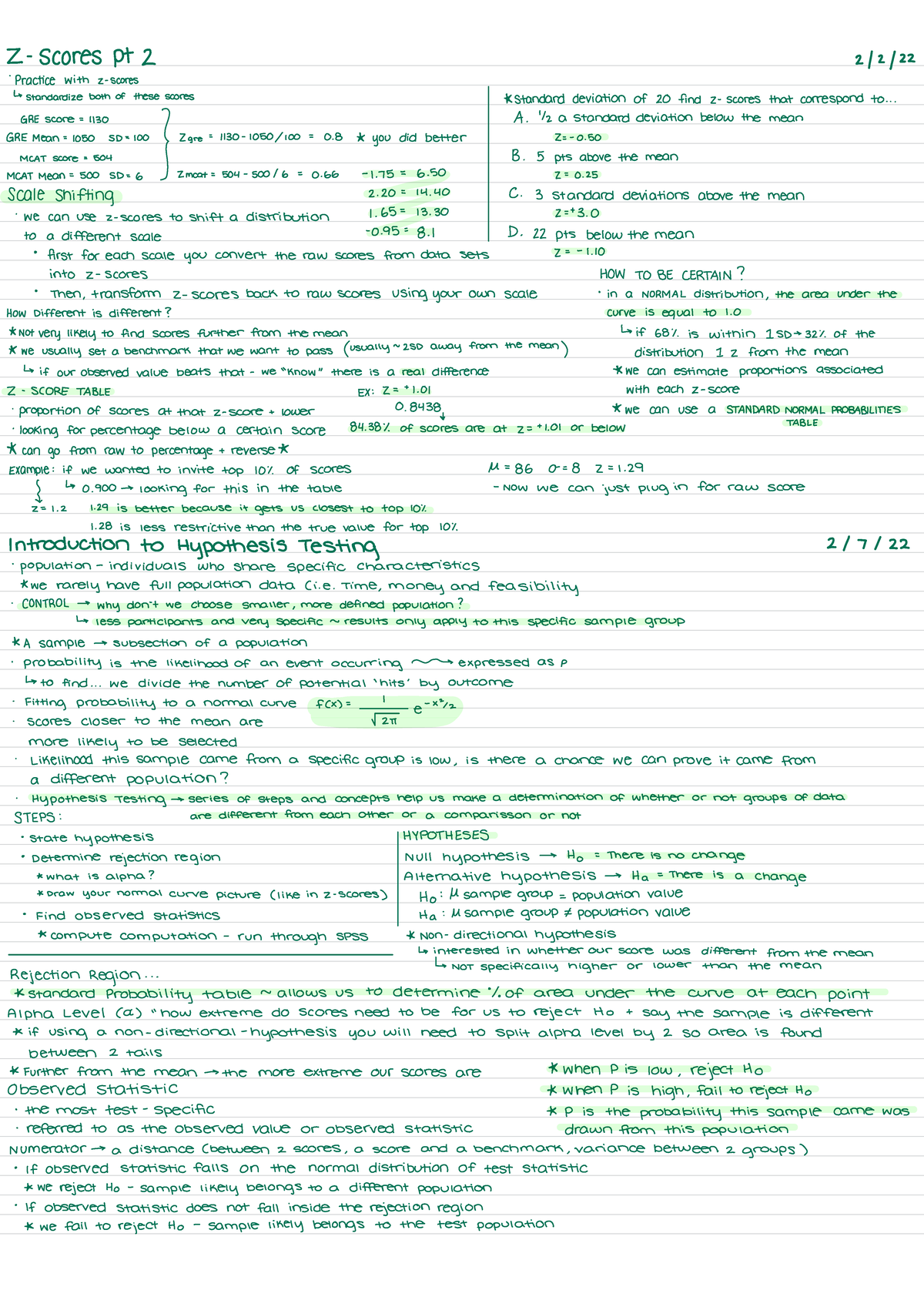 Lecture Notes Normal Distributions & Z-Scores - PSYC 200 - Studocu