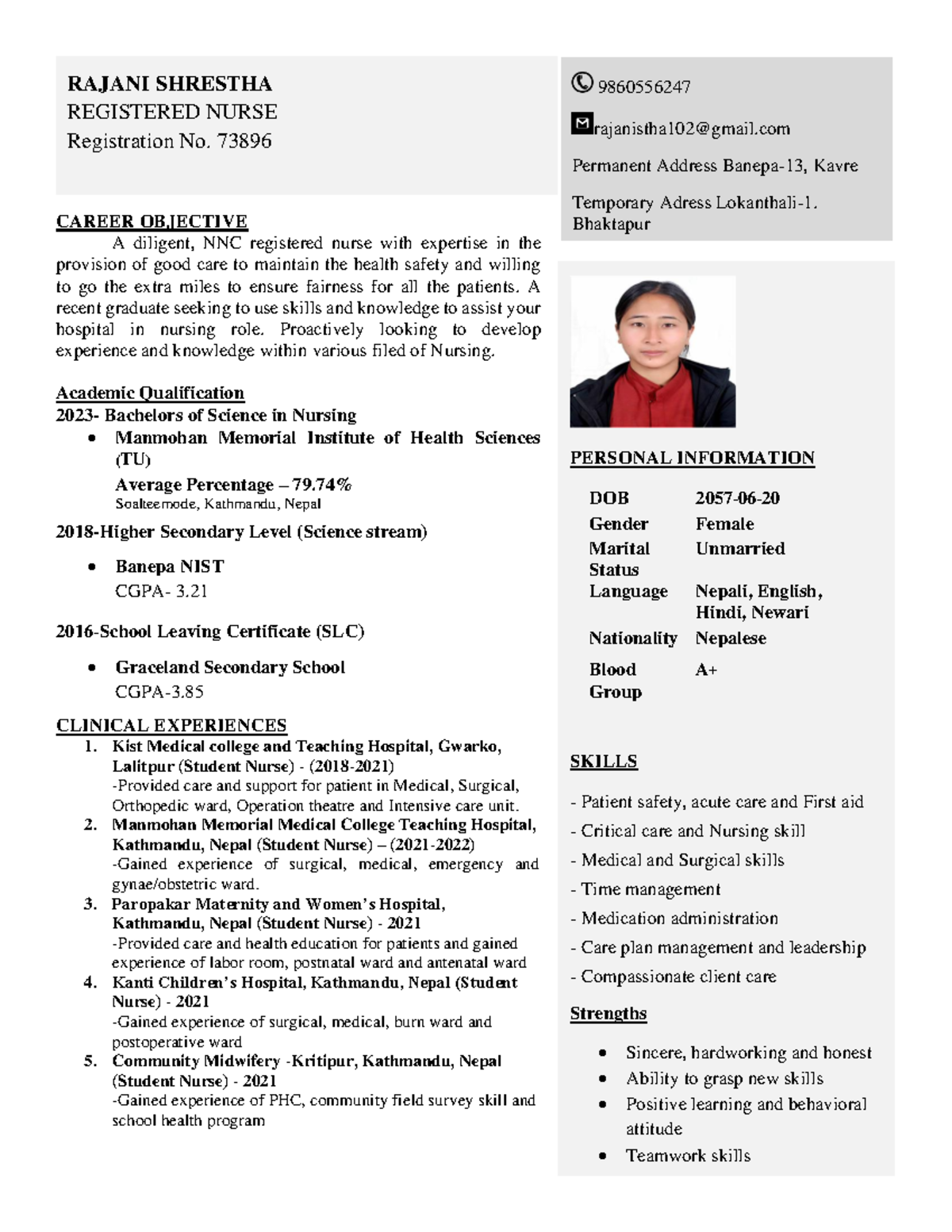 Rajani Civi - Its About How To Make Cv For Freshers Of Nursing - Career 