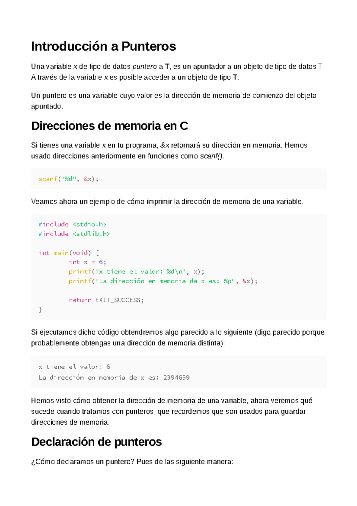 Introducción A Punteros - Introducción A Punteros Una Variable X De ...