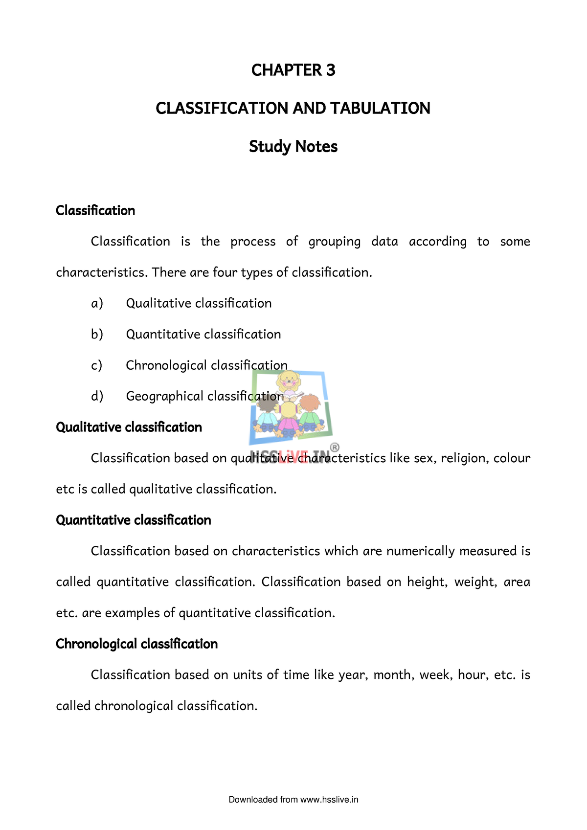 Xi-3. Classification And Tabulation - CHAPTER 3 CLASSIFICATION AND ...