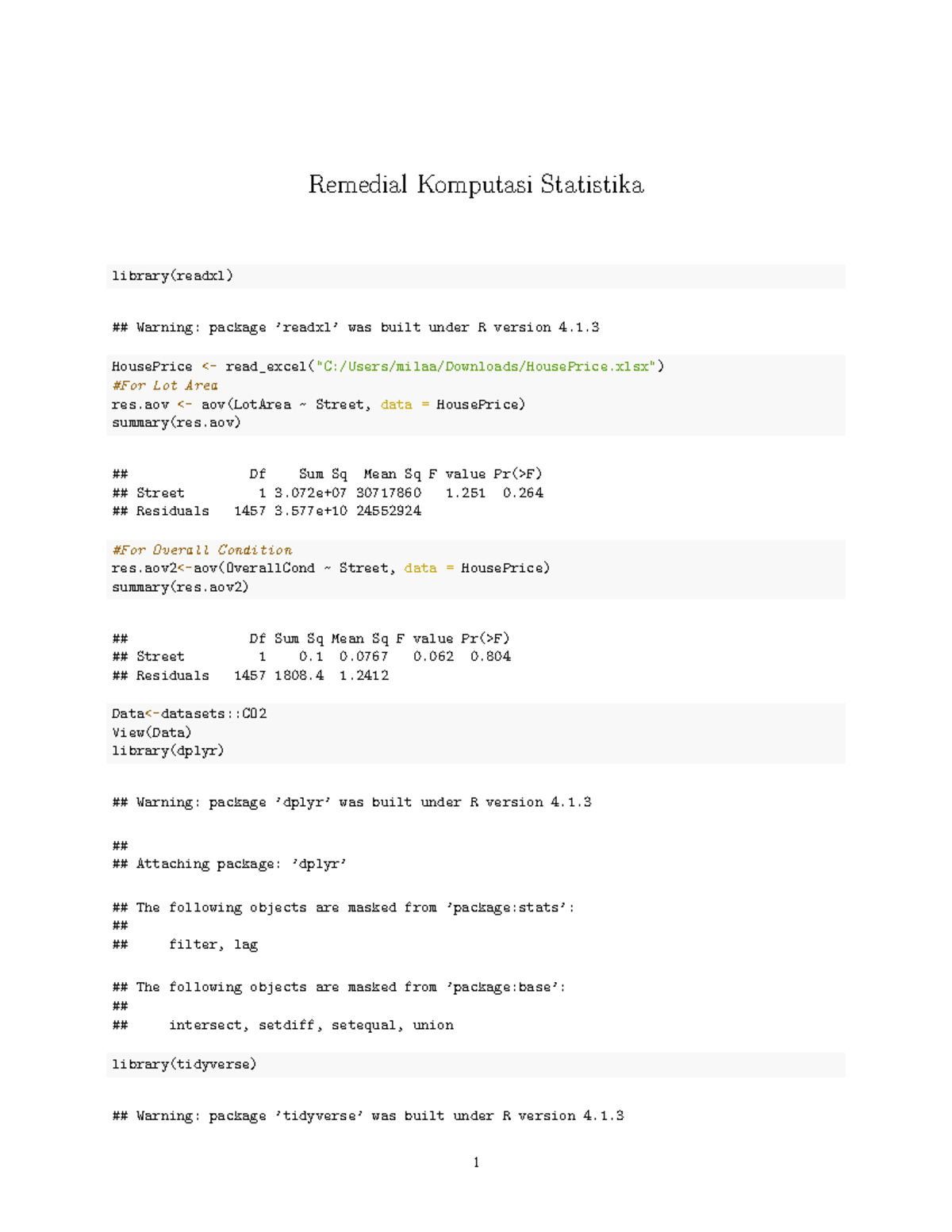 Remedialkuis Remedial Remedial Komputasi Statistika library(readxl