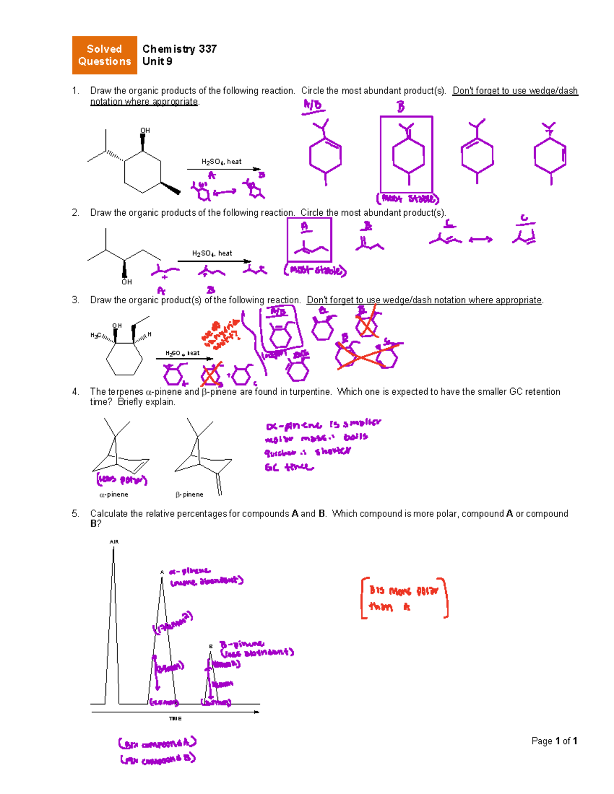Unit 9 solved questions Page 1 of 1 Solved Questions Chemistry 337